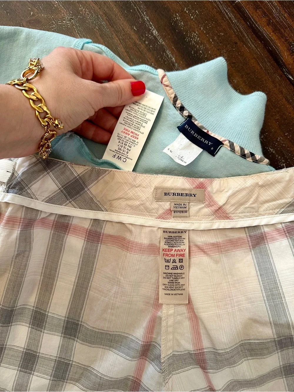 7-8 Years Authentic BURBERRY Girl’s Polo Shirt Shorts Set Blouse Tennis Youth